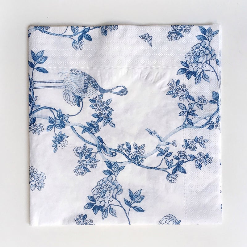 Zelten Colored Paper Napkins, 20 Count Shabby Chic Napkins for Wedding, Dinner Tea Party Shower (Blue and white porcelain) - Image 1